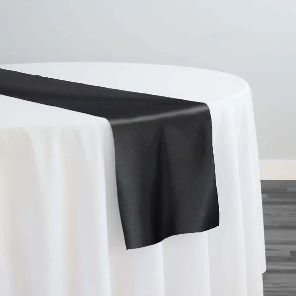 10pcs - Lamour (Dull) Satin Table Runner 14"x108" - Black 1155