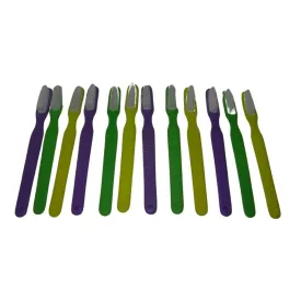 11" Plastic Toothbrush - Assorted Purple, Green and Gold (Dozen)