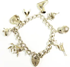 1974 hobbies / pastime themed vintage charm bracelet