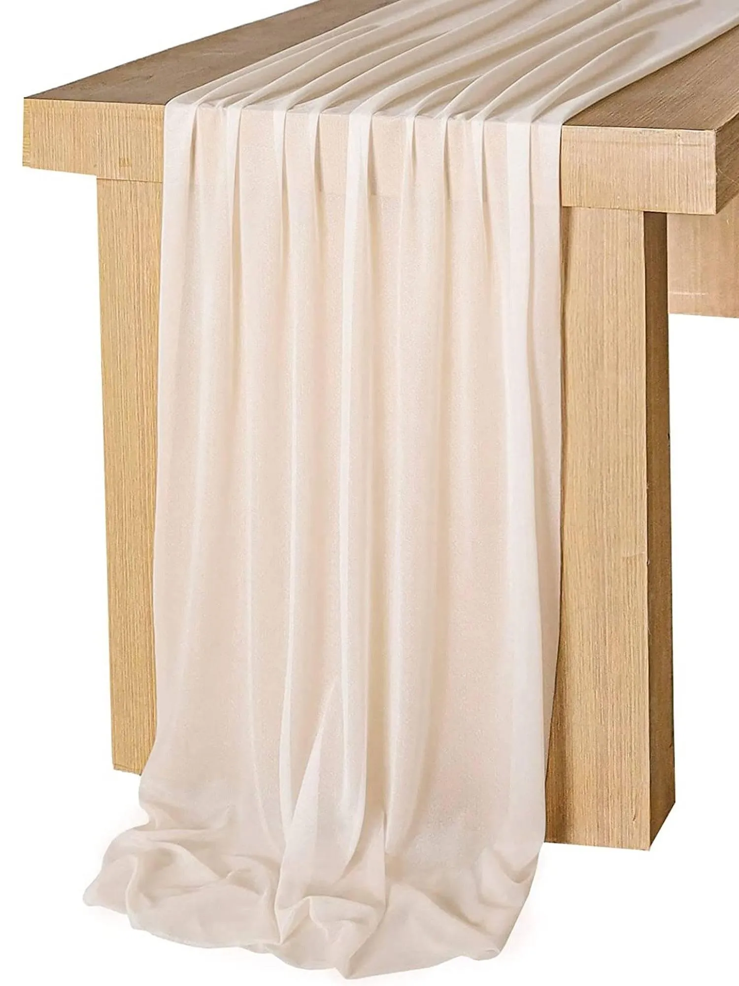 9.8Ft Ivory Sheer Chiffon Table Runner