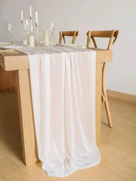 9.8Ft White Sheer Chiffon Table Runner