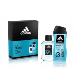 Adidas Ice Dive Feel The Chill 2 Piece Gift Set with 100ml Eau De Toilette Spray and 250ml Shower Gel