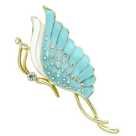 Alamode Flash Gold White Metal Brooches with Top Grade Crystal in Clear