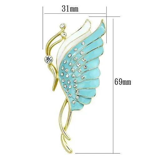 Alamode Flash Gold White Metal Brooches with Top Grade Crystal in Clear