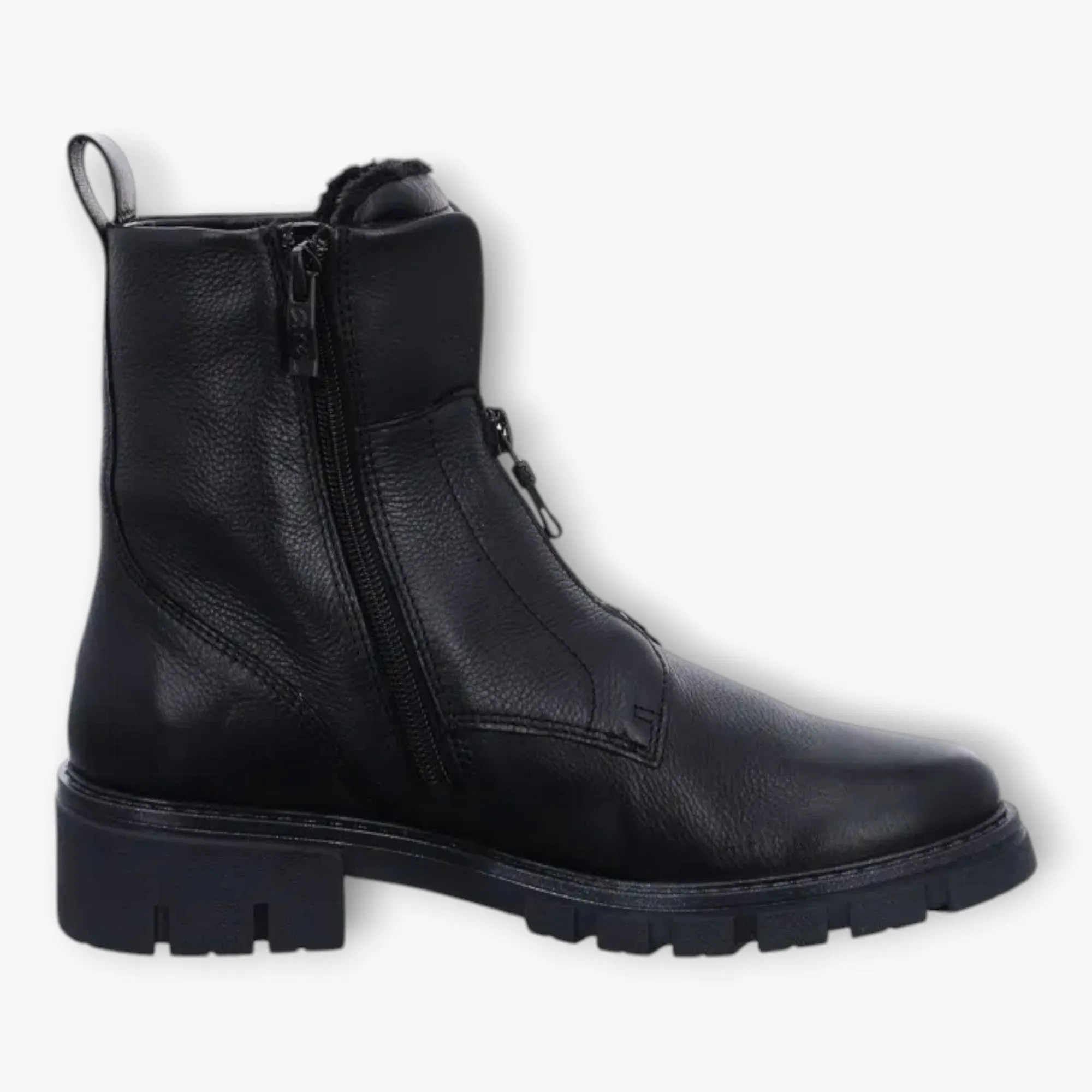 Ara Black Boots with Front Zip & Fur Lining - Wide Fit & Comfortable