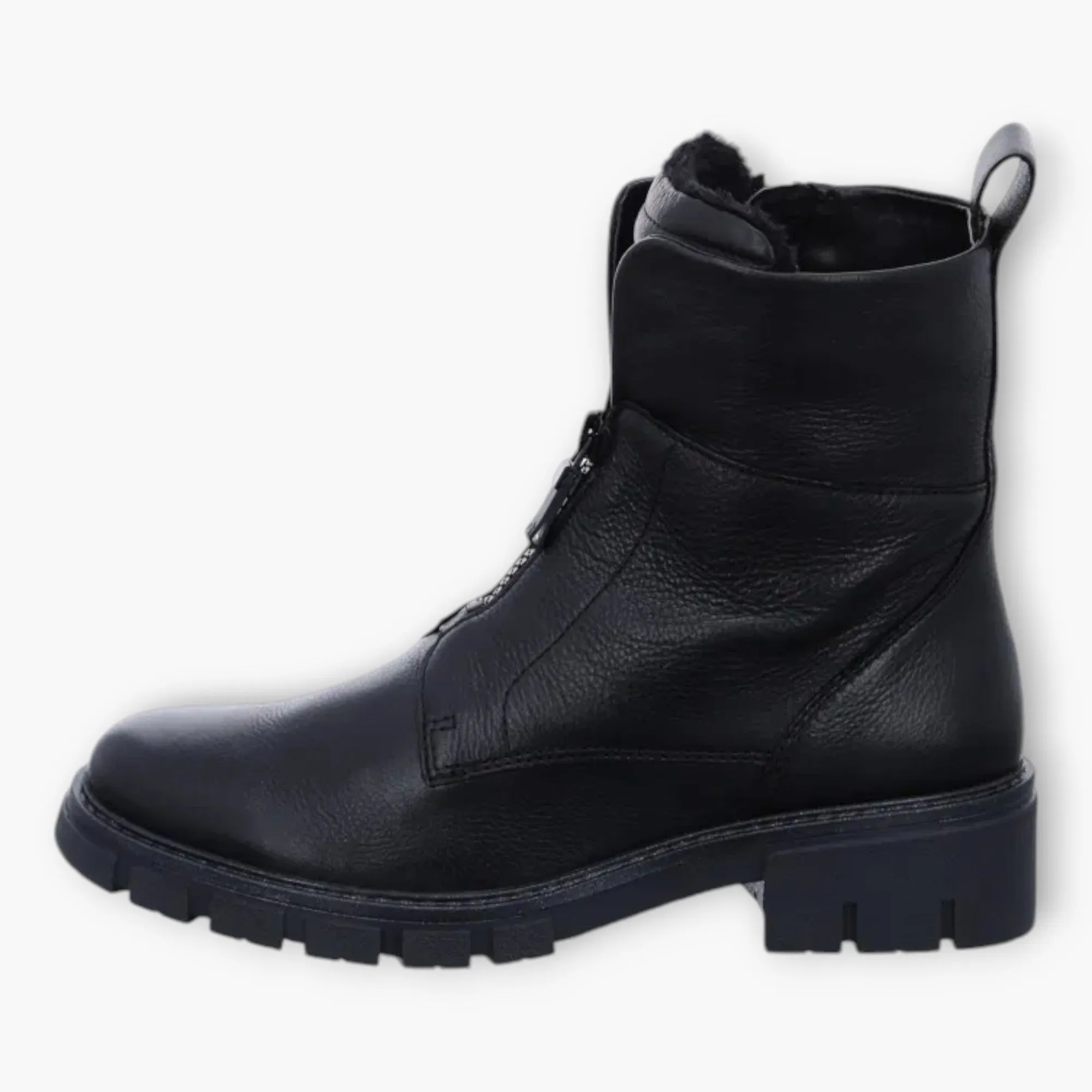 Ara Black Boots with Front Zip & Fur Lining - Wide Fit & Comfortable