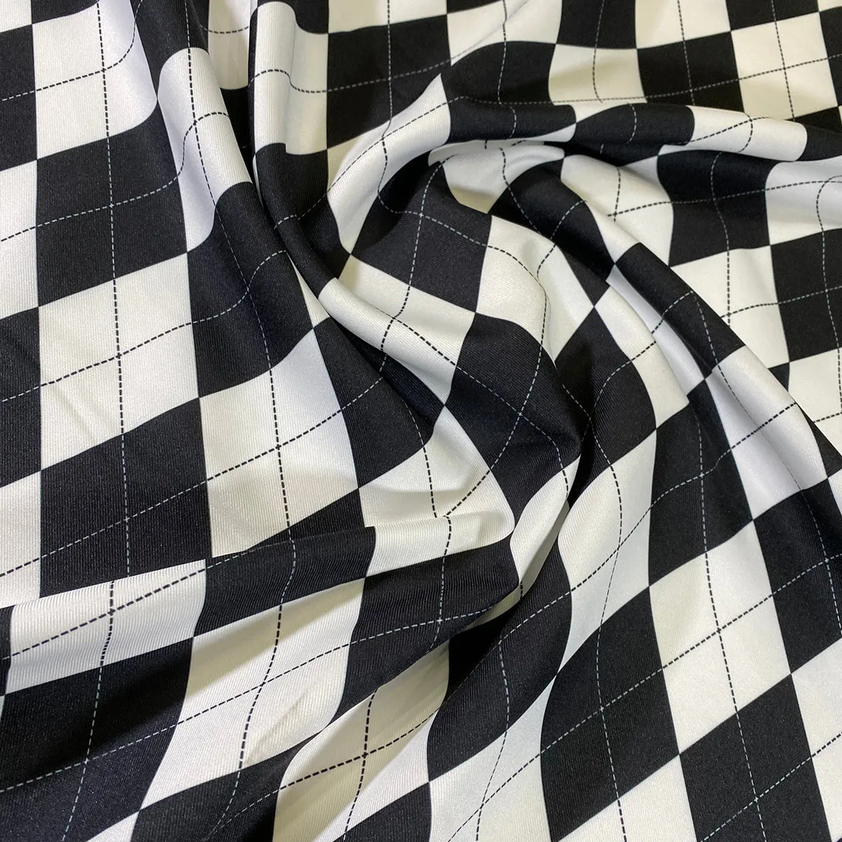 Argyle (Poly Print) Table Runner in Black and White