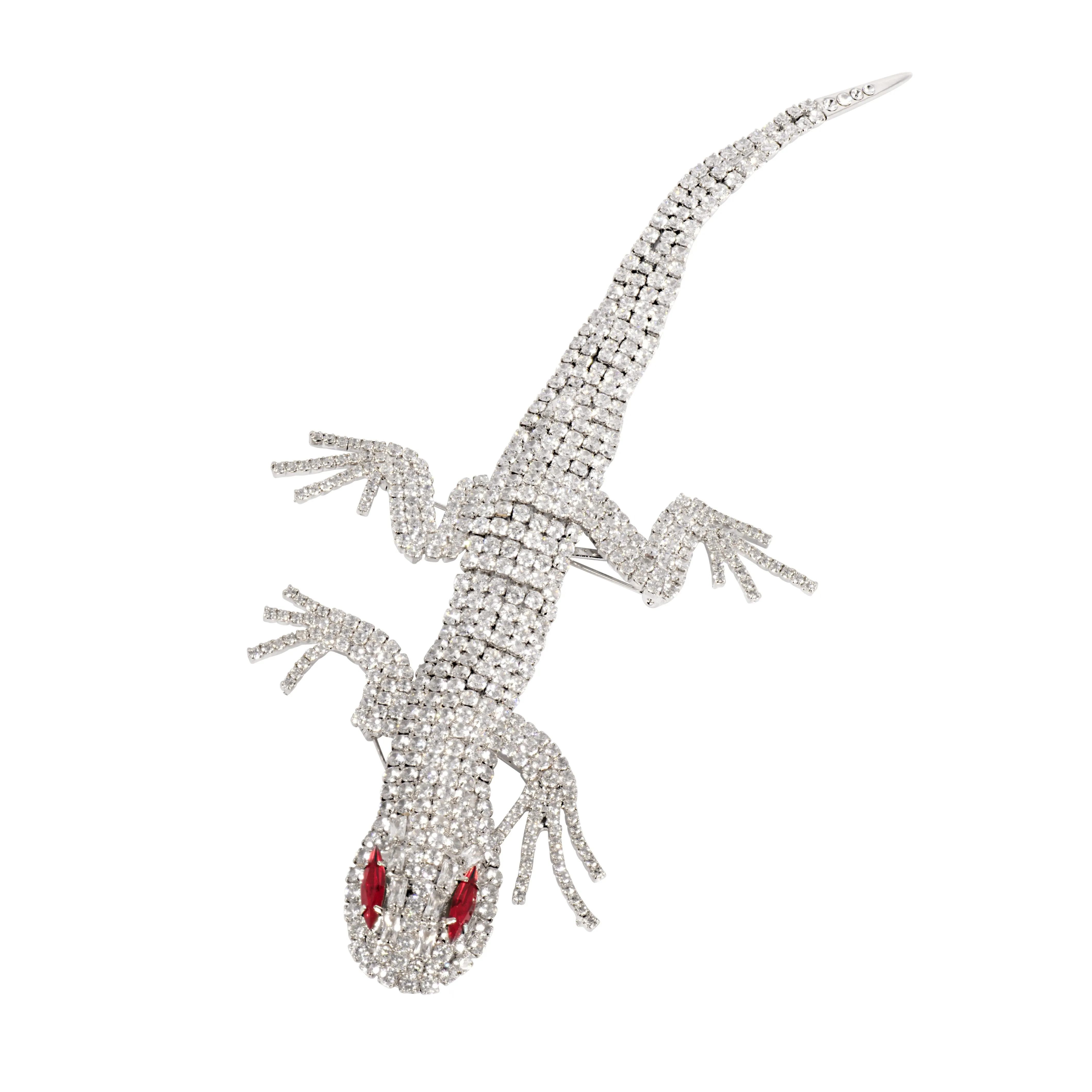 Articulated Crystal Lizard Brooch