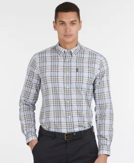 Barbour Highland Check 26 Light Blue and Khaki Long Sleeve Button Down Collar Tailored Fit Shirt