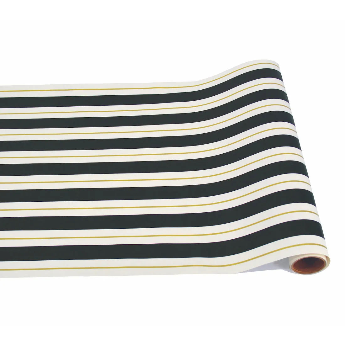 Black And Gold Awning Stripe Paper Table Runner