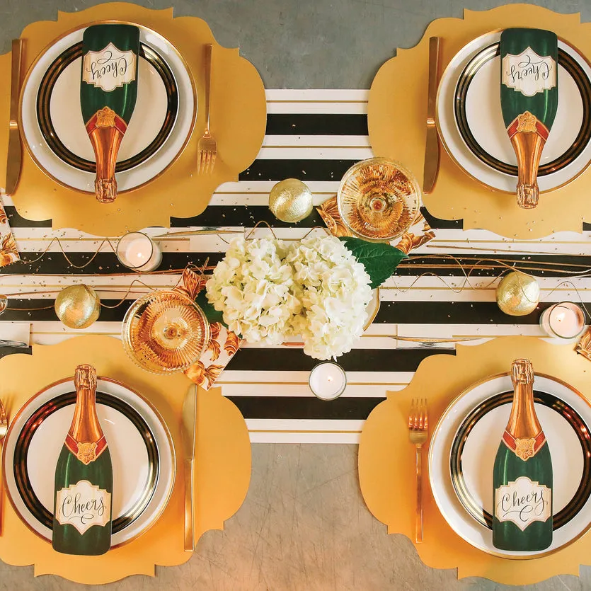 Black And Gold Awning Stripe Paper Table Runner