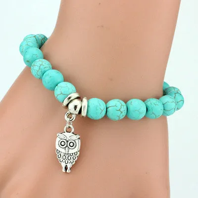 Boho Vintage Turquoises Charms Bracelet