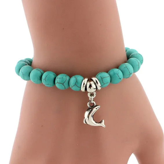 Boho Vintage Turquoises Charms Bracelet