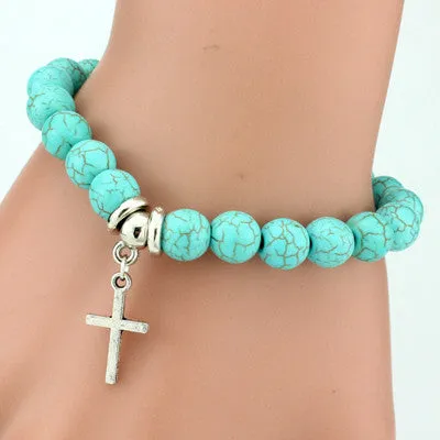 Boho Vintage Turquoises Charms Bracelet