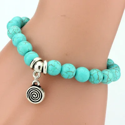 Boho Vintage Turquoises Charms Bracelet