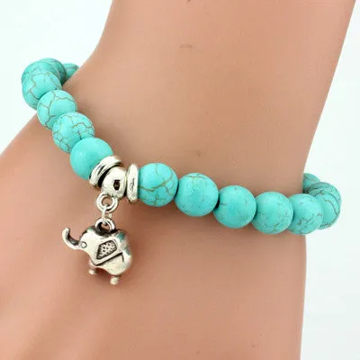 Boho Vintage Turquoises Charms Bracelet