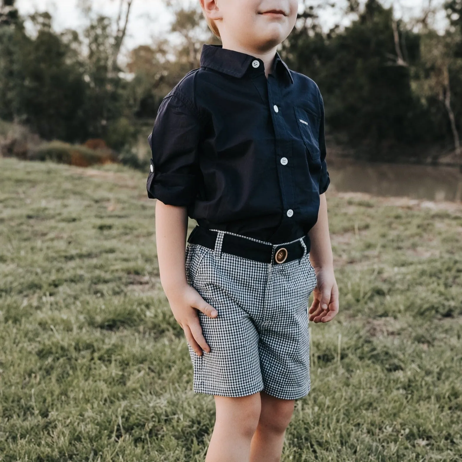 Boys Oscar Shorts - Navy Gingham