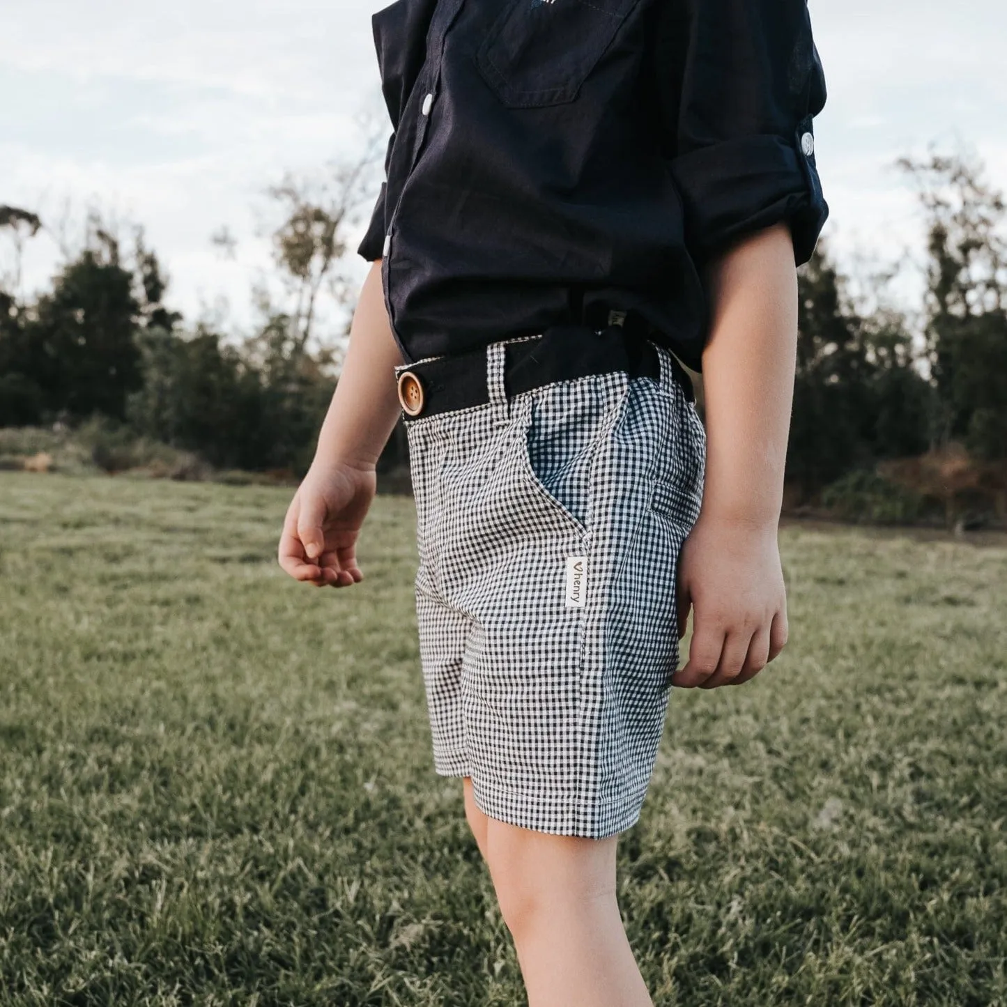 Boys Oscar Shorts - Navy Gingham