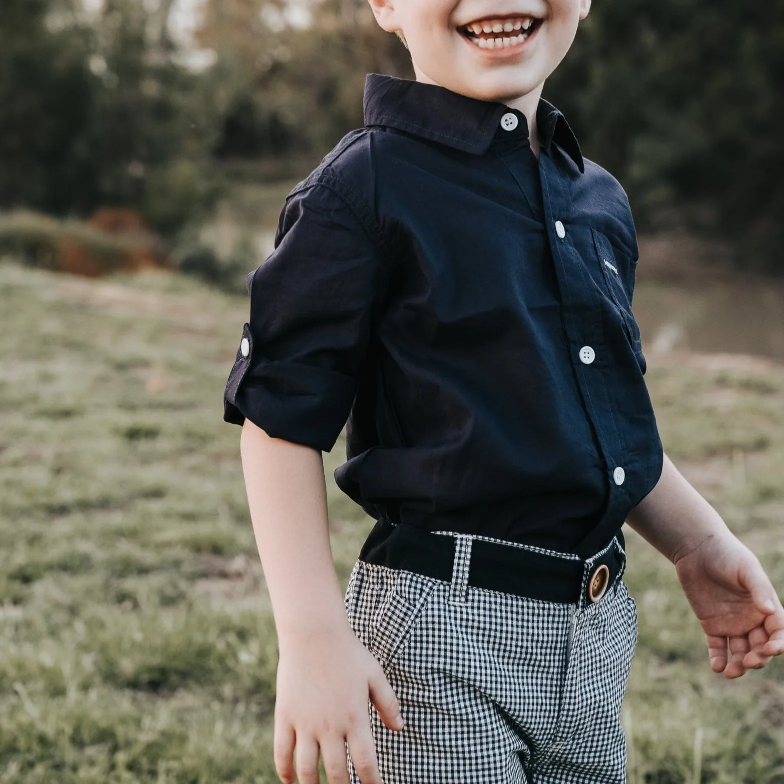 Boys Oscar Shorts - Navy Gingham