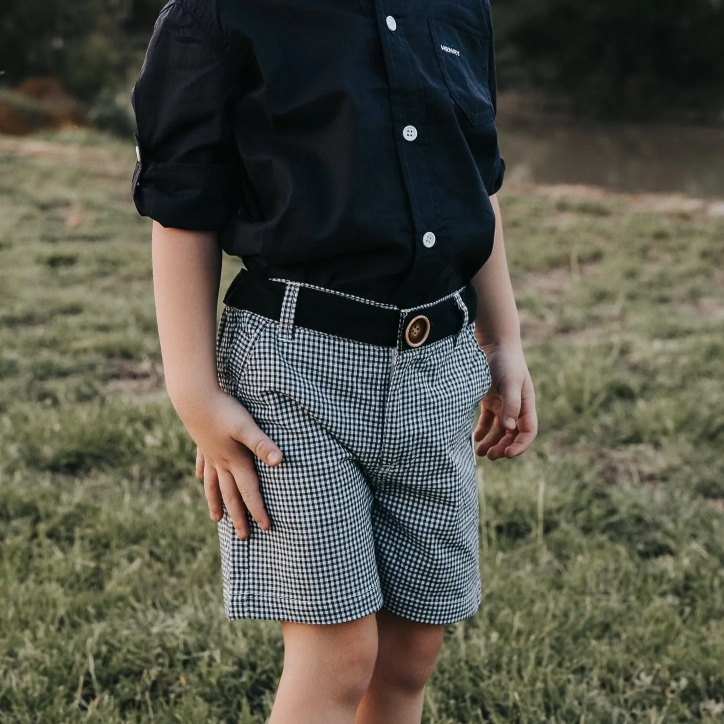 Boys Oscar Shorts - Navy Gingham