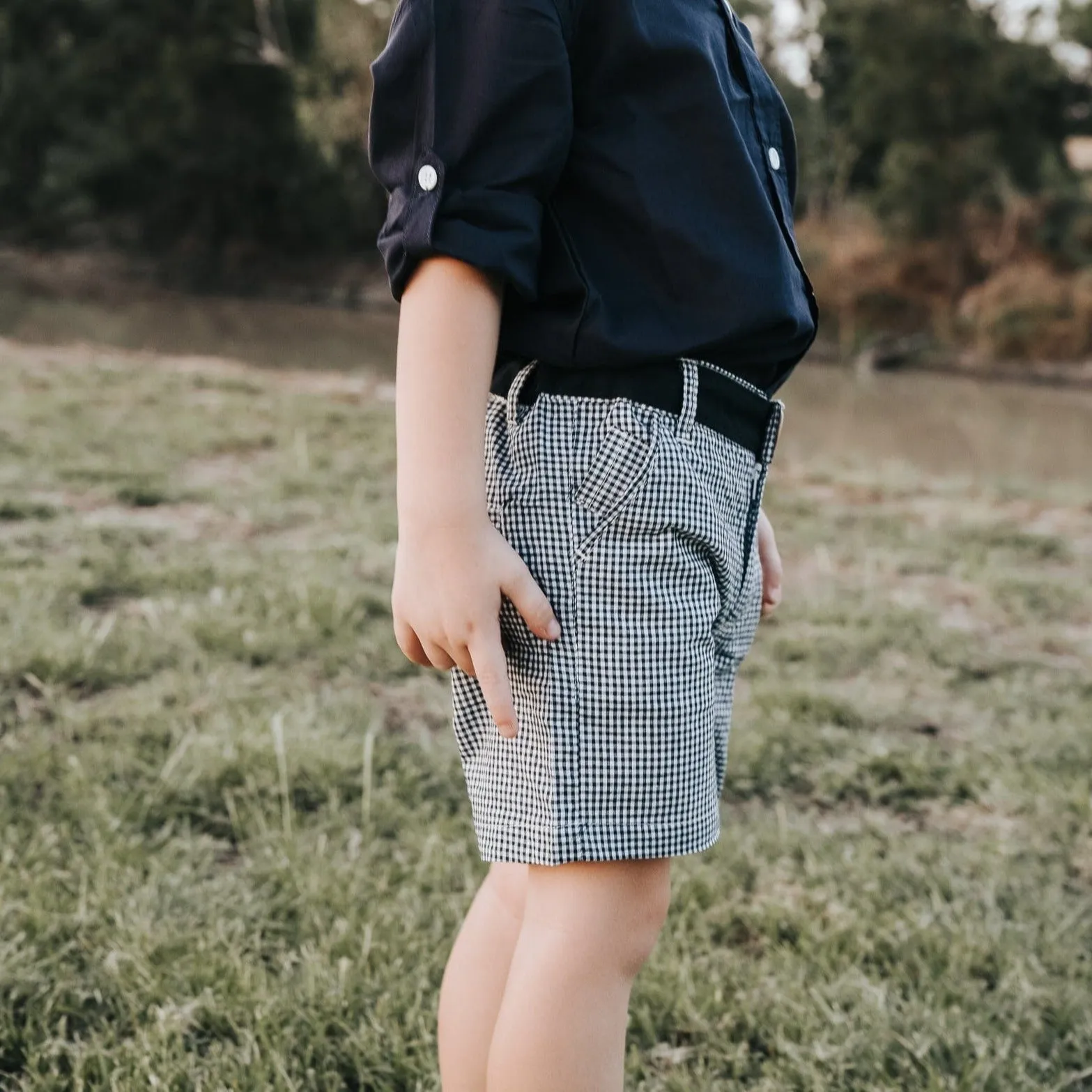 Boys Oscar Shorts - Navy Gingham