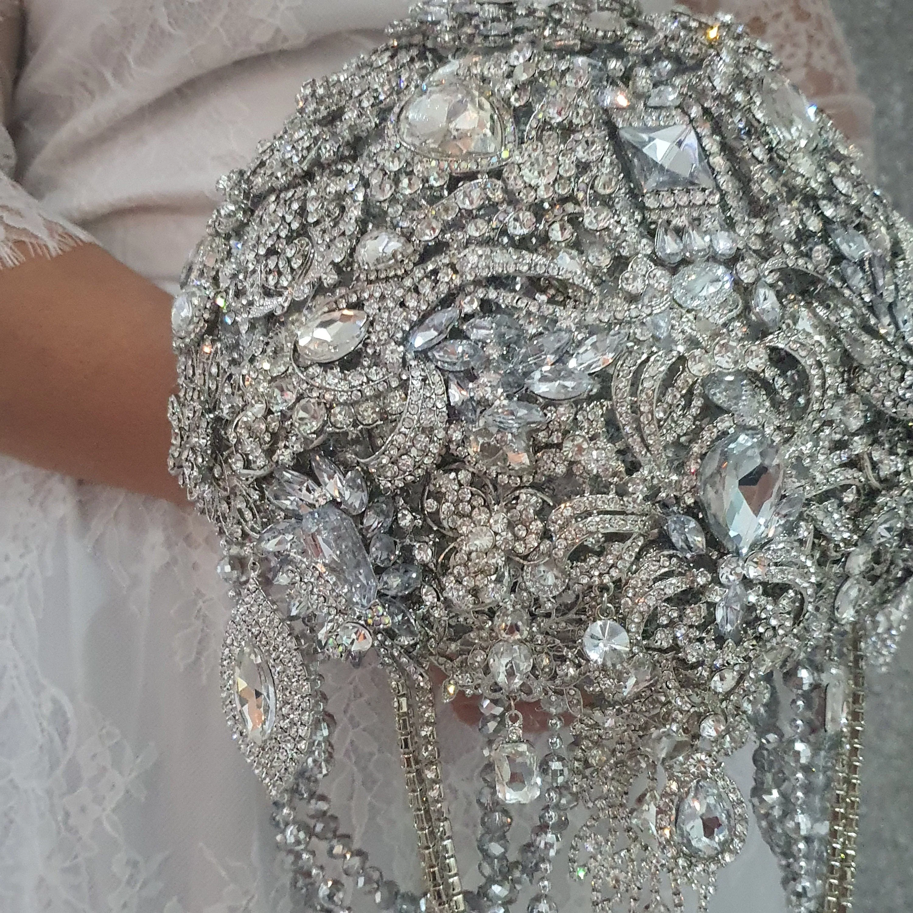 Brooch bouquet, Jewel crystal wedding bouquet. Crystal Bridal Brooch Bouquet, cascade Jewel bouquet