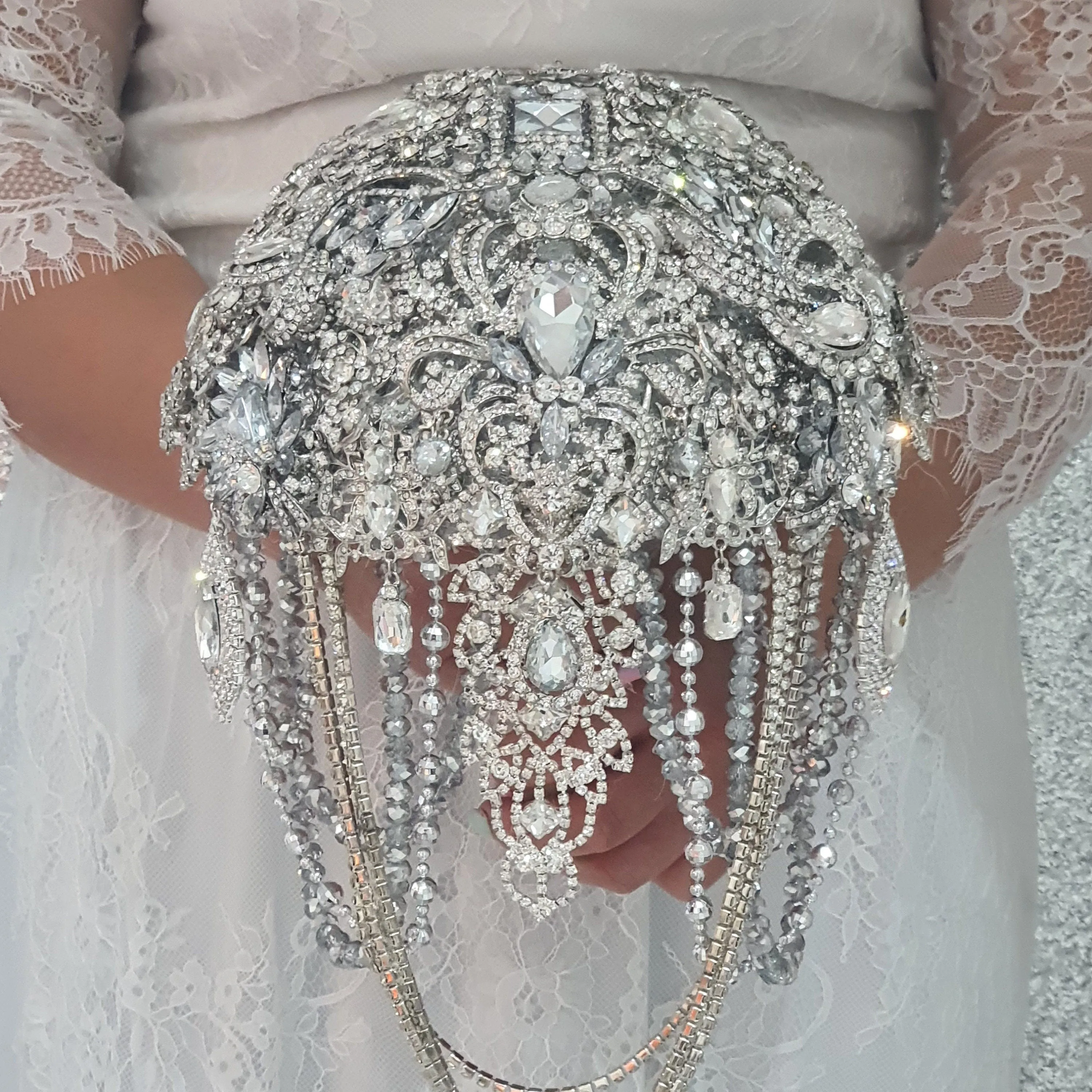 Brooch bouquet, Jewel crystal wedding bouquet. Crystal Bridal Brooch Bouquet, cascade Jewel bouquet