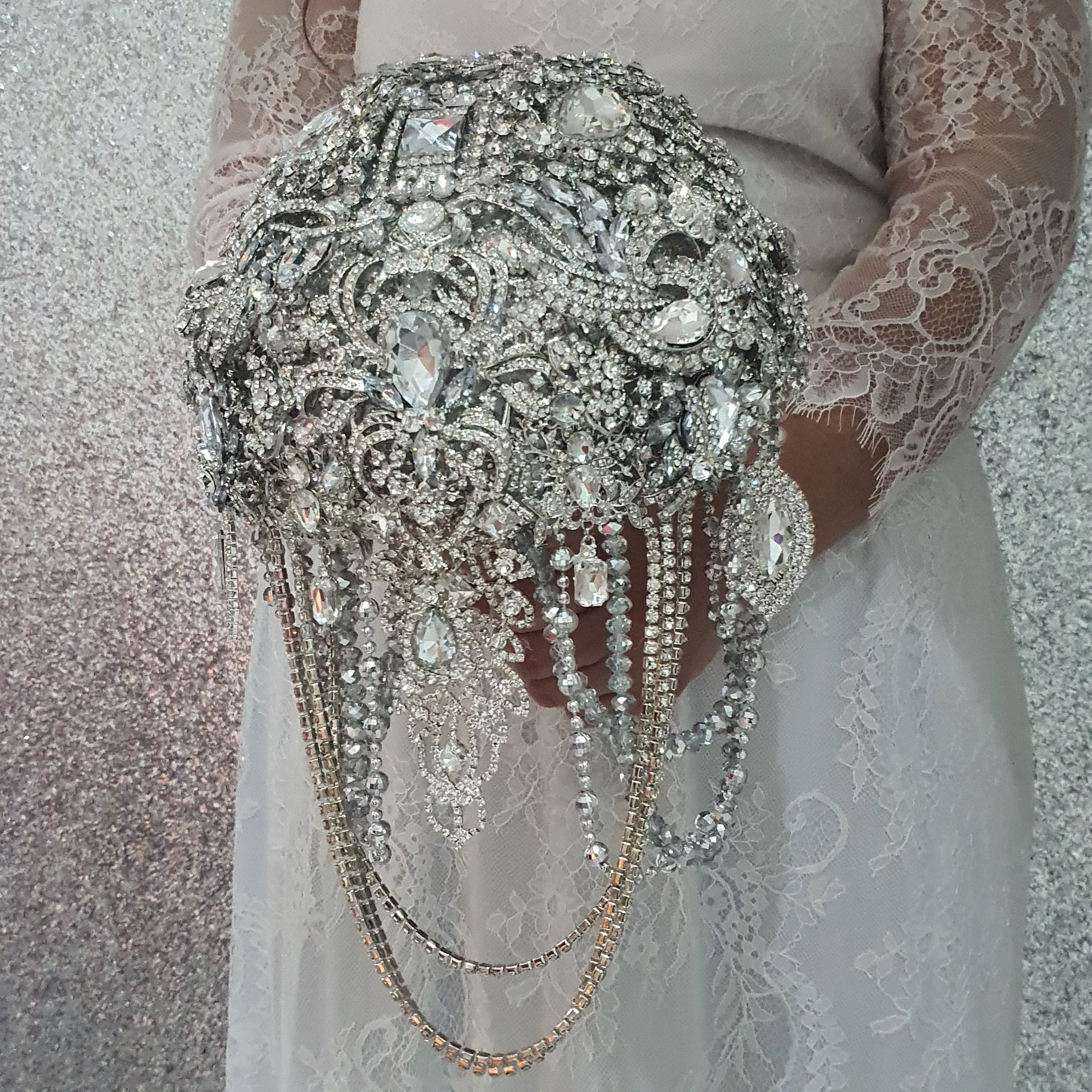 Brooch bouquet, Jewel crystal wedding bouquet. Crystal Bridal Brooch Bouquet, cascade Jewel bouquet