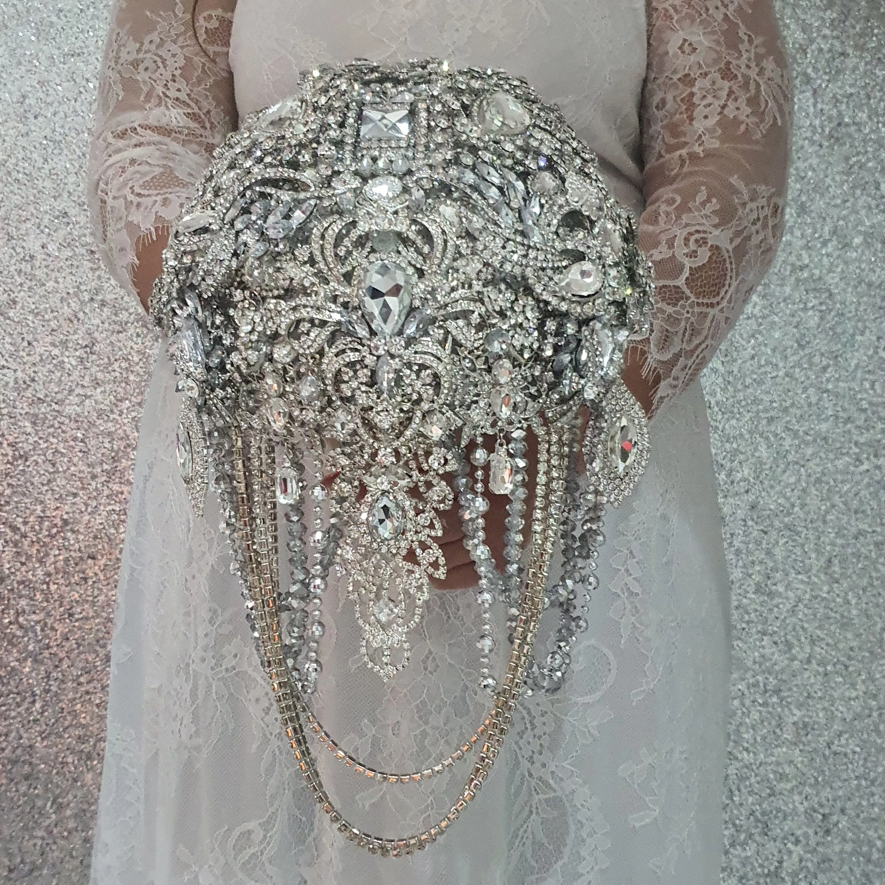 Brooch bouquet, Jewel crystal wedding bouquet. Crystal Bridal Brooch Bouquet, cascade Jewel bouquet