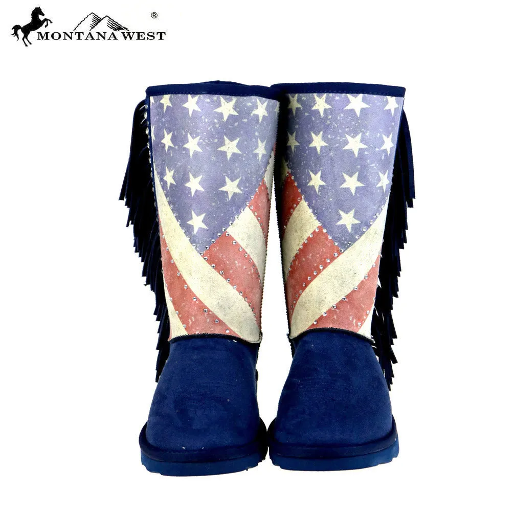 BST-US02 Montana West American Pride Collection Boots -Navy By Size