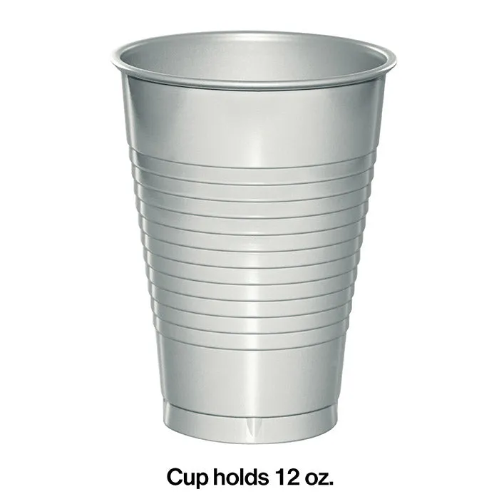 Bulk Shimmering Silver 12 oz Plastic Cups (240 per Case)