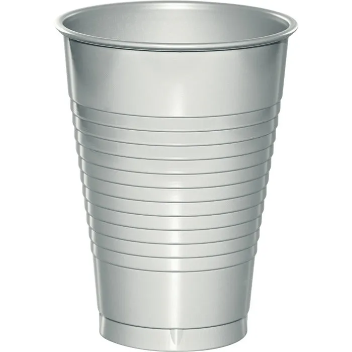 Bulk Shimmering Silver 12 oz Plastic Cups (240 per Case)