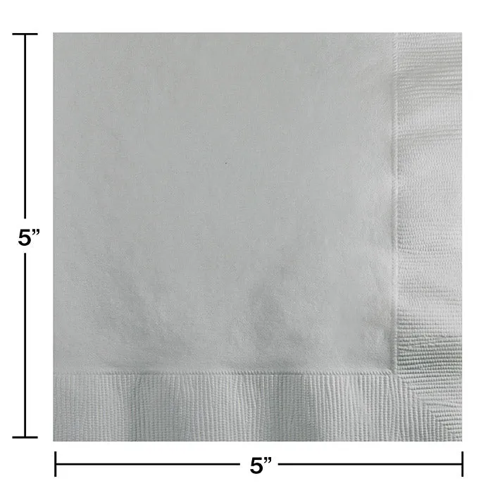 Bulk Shimmering Silver Value Friendly Beverage Napkins (240 per Case)