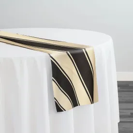 Cabana Stripe Table Runner in Black / Ivory