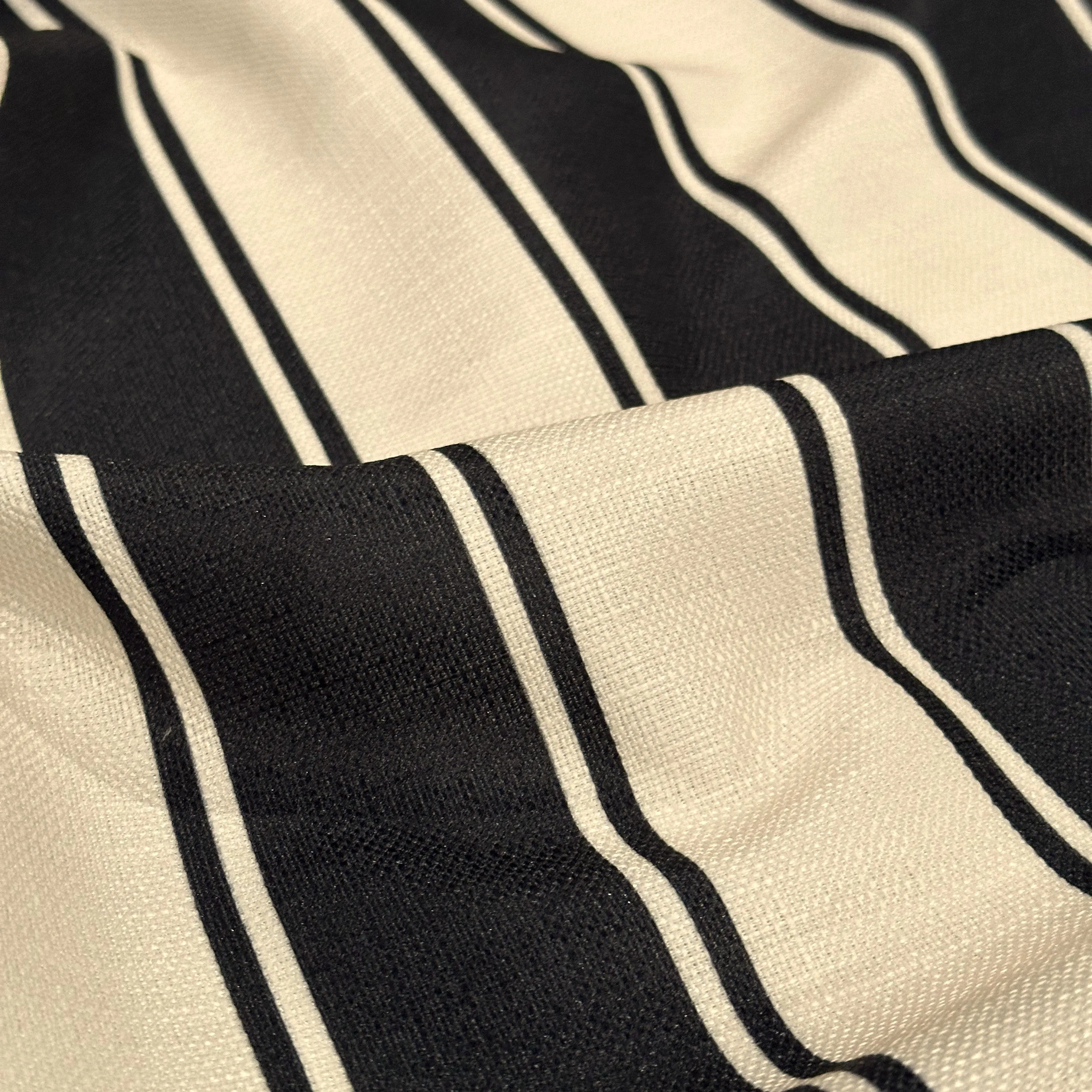 Cabana Stripe Table Runner in Black / Ivory