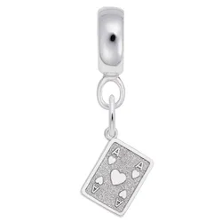 Card Charm Dangle Bead In Sterling Silver