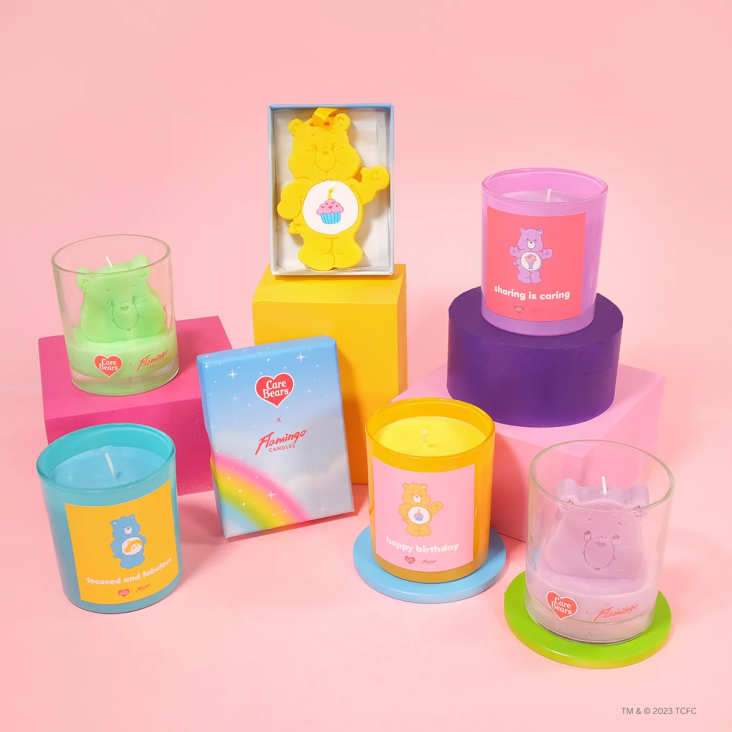 Care Bears x Flamingo Candles Cute Cupcake Birthday Bear Cube Pillar Candle