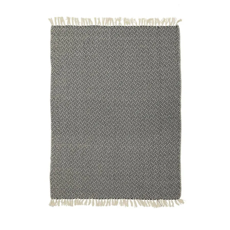 Carly Woven Cotton Throw - Black/Natural