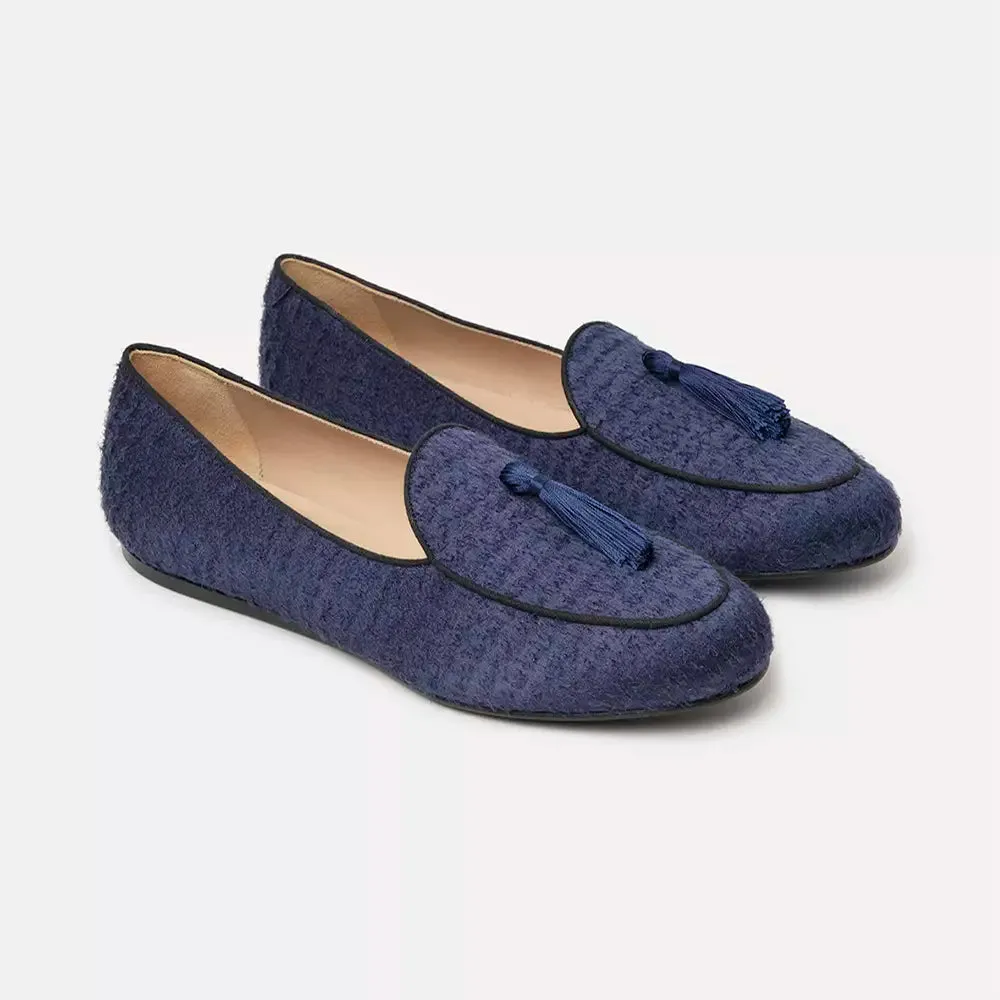 Charles Philip Silk Fabric Tassel Loafers in Erben Blue