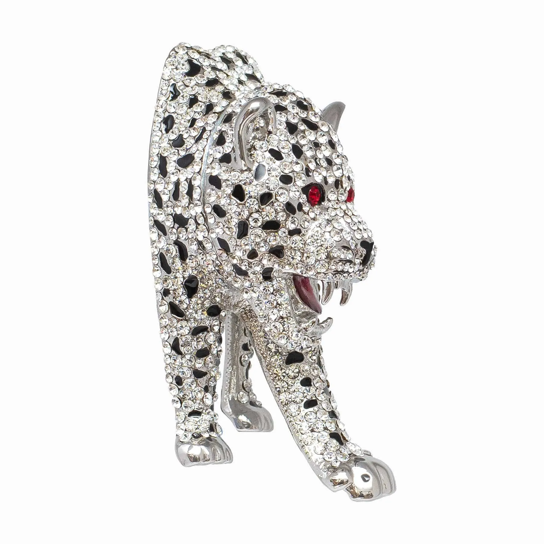 Crystal Prowling Leopard Brooch