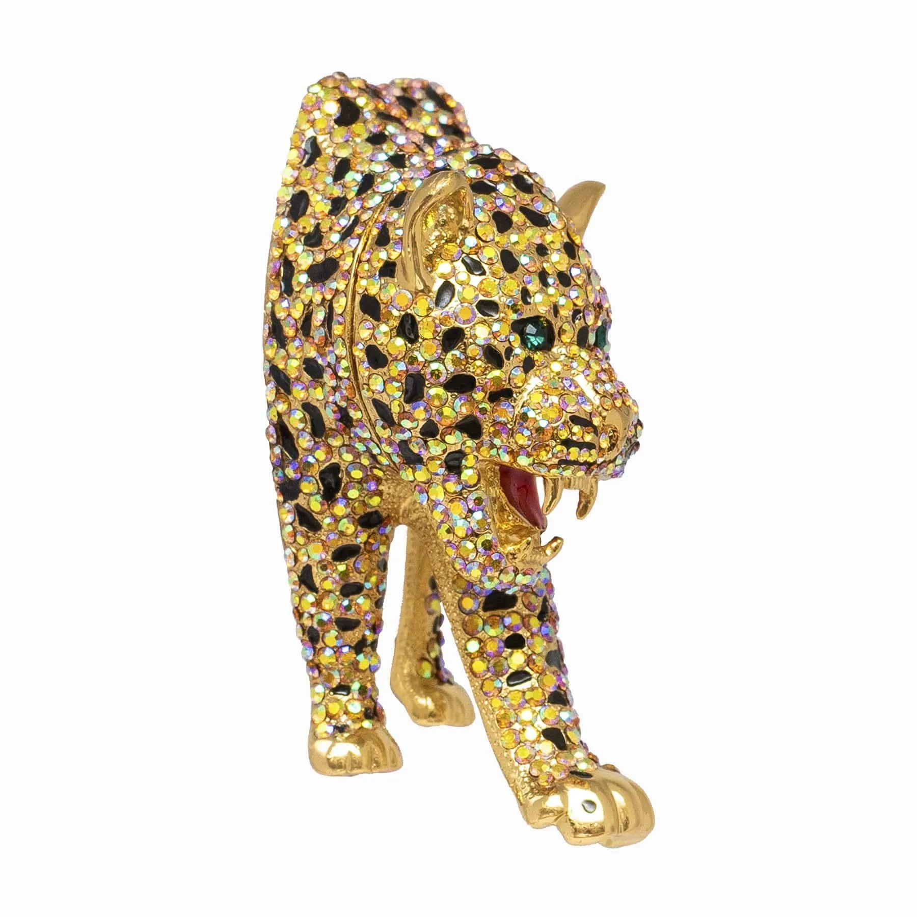 Crystal Prowling Leopard Brooch