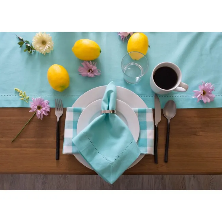 DII Gray Hemstitch 108" x 14" Table Runner