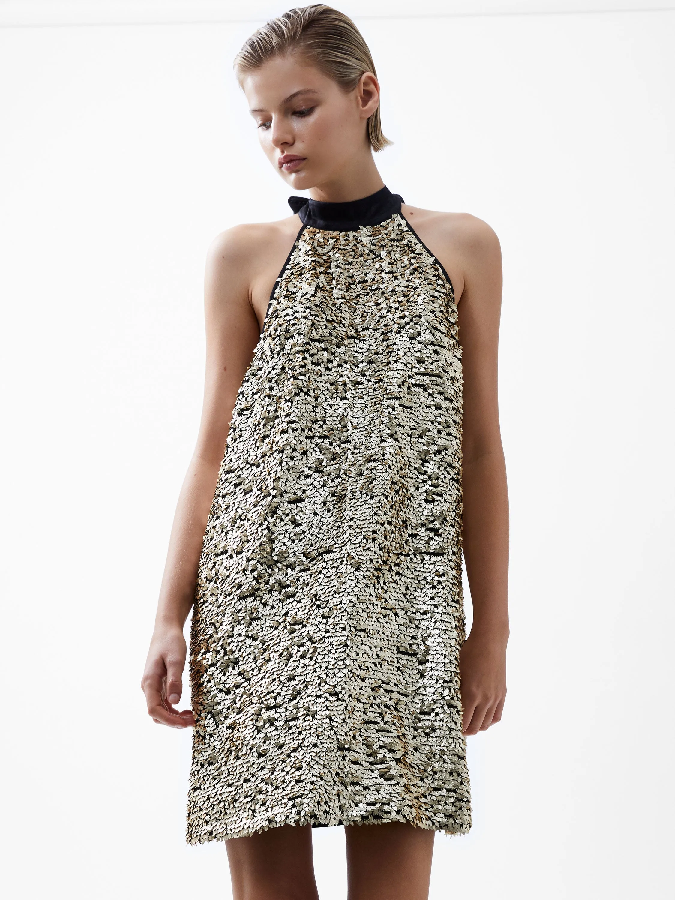 Elah Sequin Halterneck Mini Dress