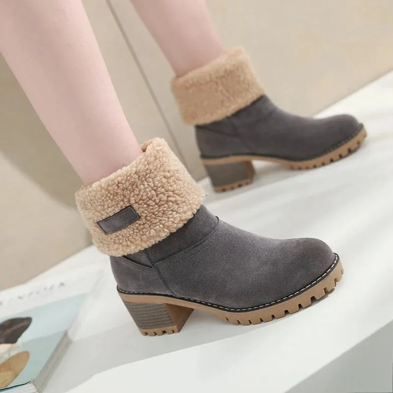 Elspe Faux Lamb Wool Shearling Fodable Ankle Boots