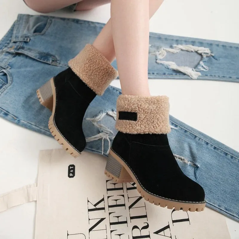 Elspe Faux Lamb Wool Shearling Fodable Ankle Boots