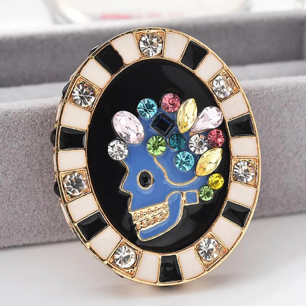 Exquisite Pearl and Rhinestone Studded Enamel Brooches Pin