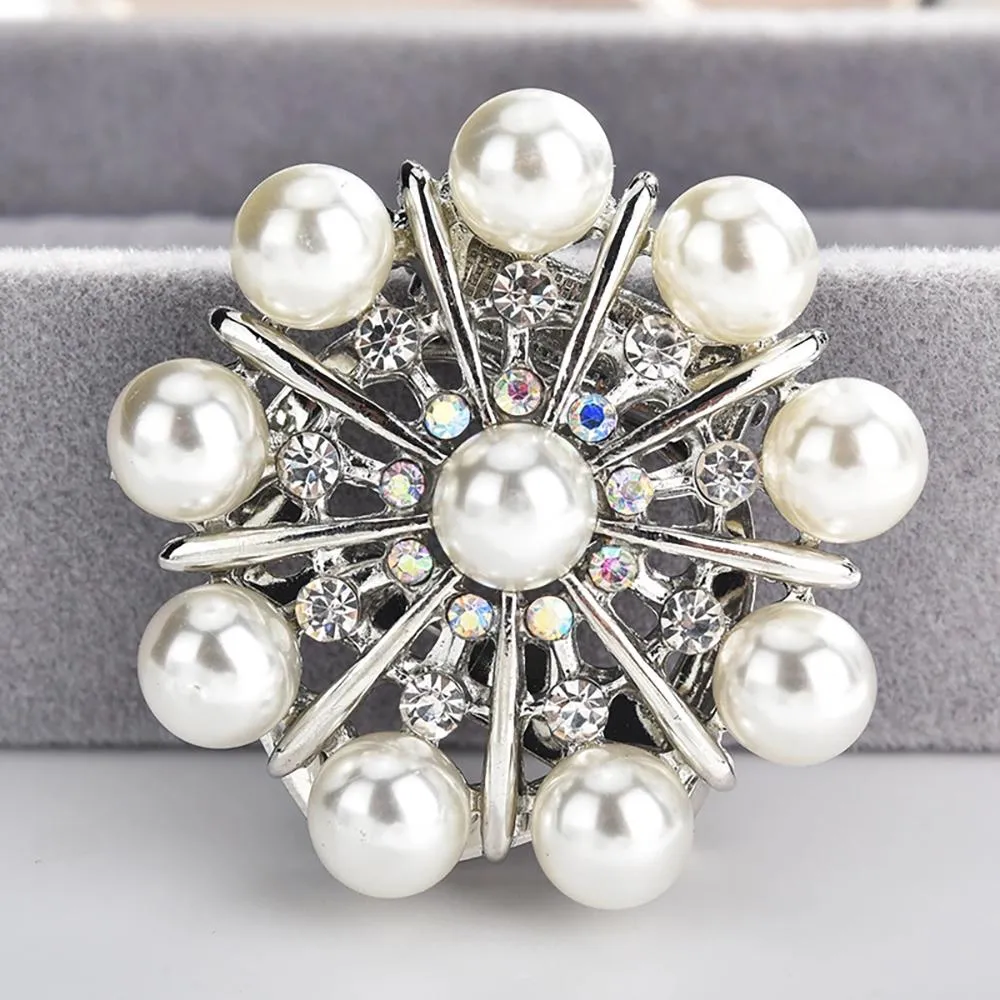 Exquisite Pearl and Rhinestone Studded Enamel Brooches Pin