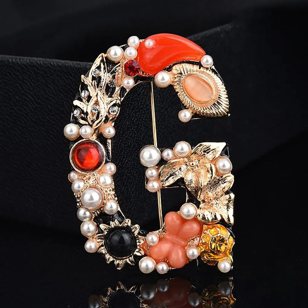 Exquisite Pearl and Rhinestone Studded Enamel Brooches Pin