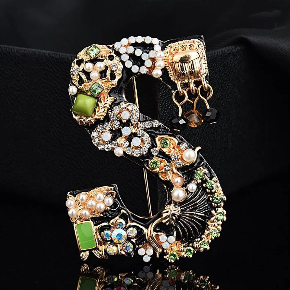 Exquisite Pearl and Rhinestone Studded Enamel Brooches Pin