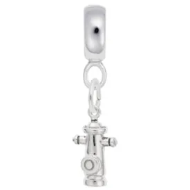 Fire Hydrant Charm Dangle Bead In Sterling Silver